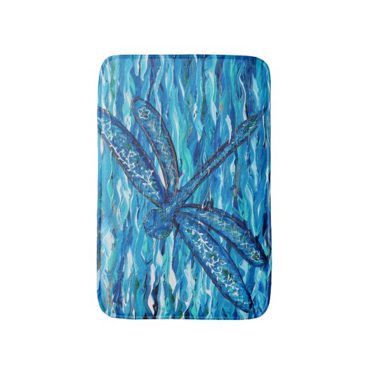 Blaues Libellenbild Badematte (Vorderseite Vertikal)