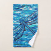 Blaues Libellenbild Badhandtuch Set (Handtuch)