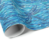 Blaues Libellenbild Geschenkpapier (Rolleneckpunkt)