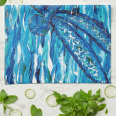 Blaues Libellenbild Küchentuch (Gefaltet)