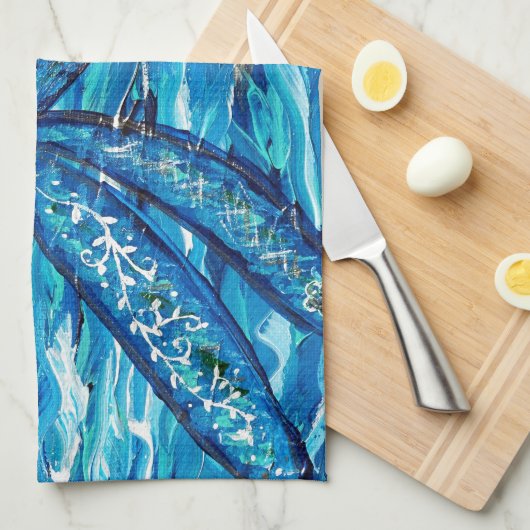 Blaues Libellenbild Küchentuch (Viertel Falte)