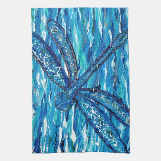 Blaues Libellenbild Küchentuch (Vertikal)