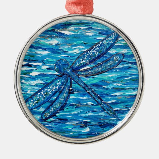 Blaues Libellenbild Ornament Aus Metall (Vorne)