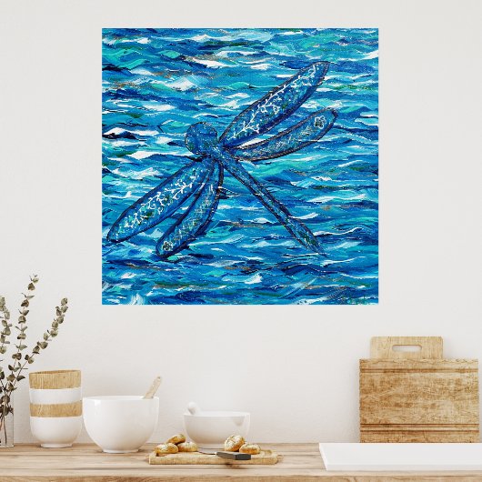 Blaues Libellenbild Poster (Küche)