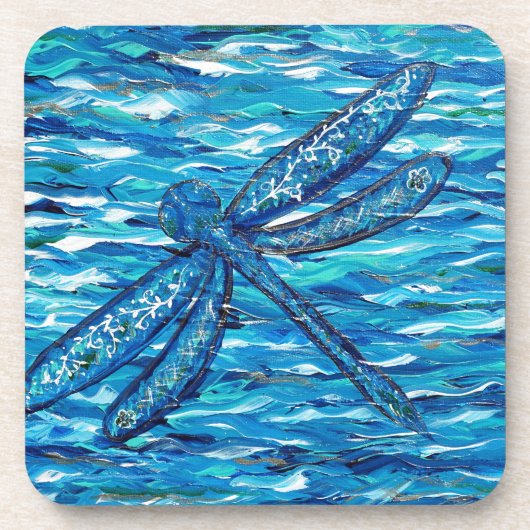 Blaues Libellenbild Untersetzer (Vorderseite)