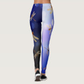 Blaues Libellenmuster Leggings (Rückseite)
