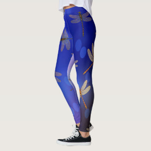 Blaues Libellenmuster Leggings