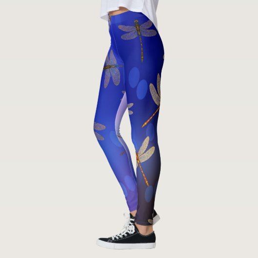 Blaues Libellenmuster Leggings (Links)