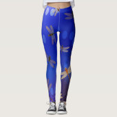 Blaues Libellenmuster Leggings (Vorderseite)