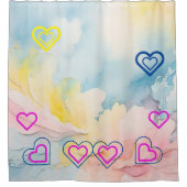 Blaues Licht und Herz Duschvorhang (Vorderseite)