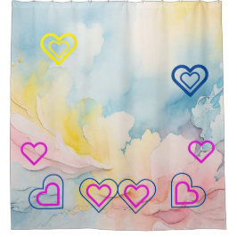 Blaues Licht und Herz Duschvorhang