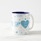 Blaues Liebe-Vogel-Herz-Baby Zweifarbige Tasse (VorderseiteRechts)