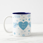 Blaues Liebe-Vogel-Herz-Baby Zweifarbige Tasse (Links)