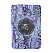 Blaues Lila Abstraktes Aquarell Modernes Monogramm Badematte (Vorderseite Vertikal)