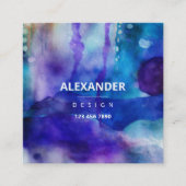 Blaues Lila Abstraktes Wasser Quadratische Visitenkarte (Vorderseite)