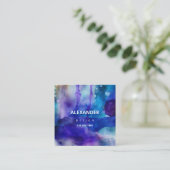 Blaues Lila Abstraktes Wasser Quadratische Visitenkarte (Stehend Vorderseite)