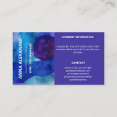 Blaues Lila Abstraktes Wasser Visitenkarte (Rückseite)