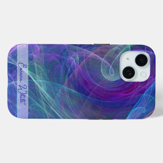 Blaues Lila Aquamarines Abstraktionsmonogramm Case-Mate iPhone Hülle (Rückseite (Horizontal))