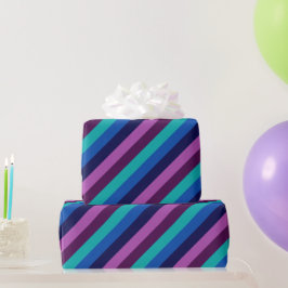 Blaues Lila Aquamarines Streifenpapier Geschenkpapier