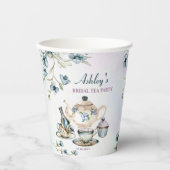 Blaues lila Brautparty Tee Party Pappbecher (Vorderseite)