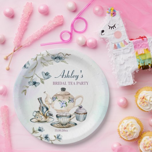 Blaues lila Brautparty Tee Party Pappteller (Party)