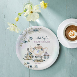 Blaues lila Brautparty Tee Party Pappteller