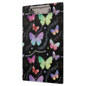 Blaues Lila-Chic-Schmetterlingsmuster Klemmbrett (Links)