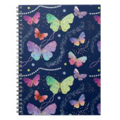 Blaues Lila-Chic-Schmetterlingsmuster Notizblock (Vorderseite)
