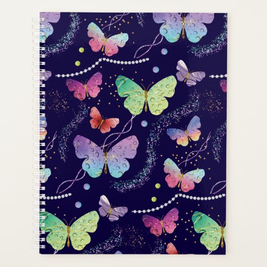 Blaues Lila-Chic-Schmetterlingsmuster Planer (Vorderseite)