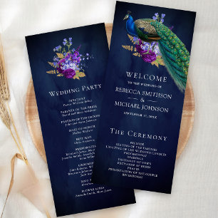 Blaues lila florales indisches Pfauen-Hochzeitspro