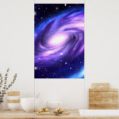Blaues Lila Galaxy Acrylic Paint Style Poster (Küche)