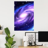 Blaues Lila Galaxy Acrylic Paint Style Poster (Heimbüro)