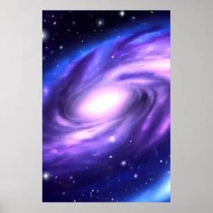 Blaues Lila Galaxy Acrylic Paint Style Poster