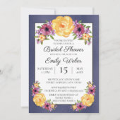 Blaues Lila-gelbes Brautparty Einladung (Vorderseite)