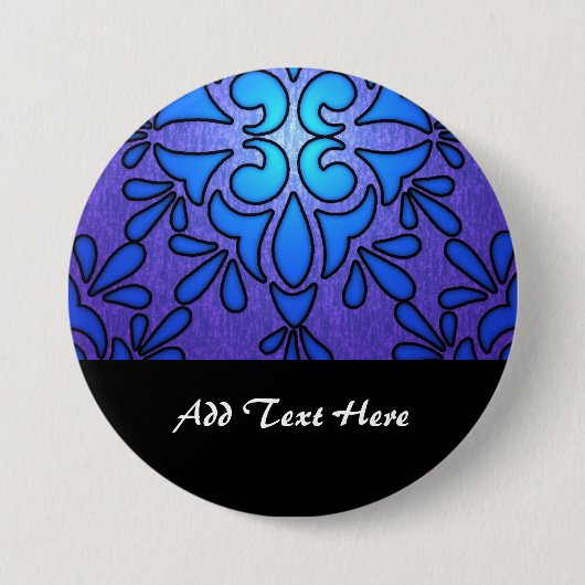 Blaues, Lila gestanztes Glasdesign Button (Vorderseite)
