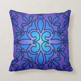 Blaues, Lila gestanztes Glasdesign Kissen