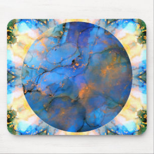Blaues lila Gold, abstrakter Scifi oder Erde Mousepad
