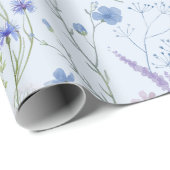 Blaues Lila Hübsches Wildblume Blumenmuster Geschenkpapier (Rolleneckpunkt)