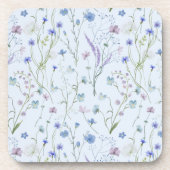 Blaues Lila Hübsches Wildblume Blumenmuster Getränkeuntersetzer (Vorderseite)