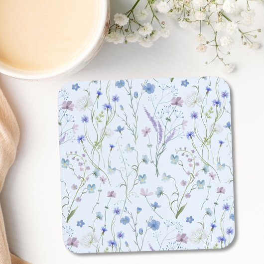 Blaues Lila Hübsches Wildblume Blumenmuster Getränkeuntersetzer