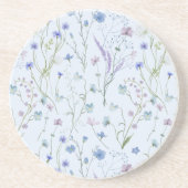 Blaues Lila Hübsches Wildblume Blumenmuster Getränkeuntersetzer (Vorne)