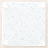 Blaues Lila Hübsches Wildblume Blumenmuster Glasuntersetzer (Rückseite)