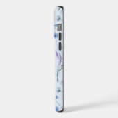 Blaues Lila Hübsches Wildblume Blumenmuster iPhone Hülle (Linke Seite)