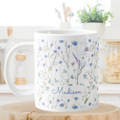 Blaues Lila Hübsches Wildblume Blumenmuster Jumbo-Tasse