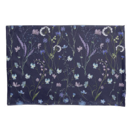 Blaues Lila Hübsches Wildblume Blumenmuster Kissenbezug