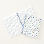 Blaues Lila Hübsches Wildblume Blumenmuster Notizblock (Innenseite)