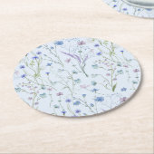Blaues Lila Hübsches Wildblume Blumenmuster Runder Pappuntersetzer (Angewinkelt)