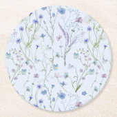 Blaues Lila Hübsches Wildblume Blumenmuster Runder Pappuntersetzer (Vorderseite)