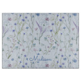Blaues Lila Hübsches Wildblume Blumenmuster Schneidebrett (Vorderseite)