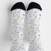 Blaues Lila Hübsches Wildblume Blumenmuster Socken (Oben)